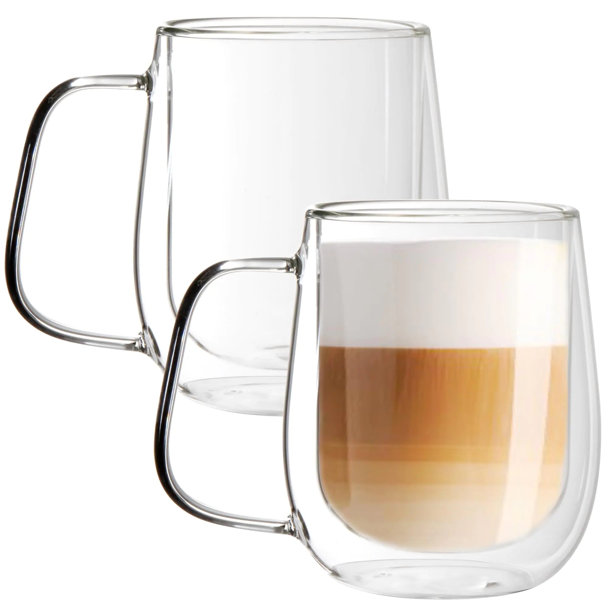 Youngever Thermal Insulated 15oz Coffee Mugs - Glass Set of 2